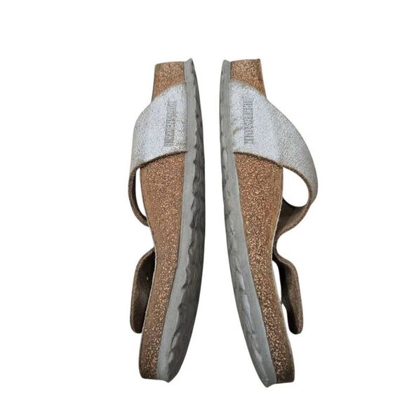 Birkenstock Flip Flop Sandals Women's 38 Silver Slip On Buckle‎ Strap Open Toe - Picture 4 of 8